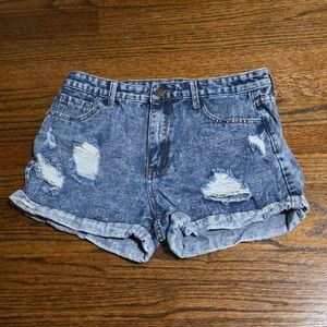SHEIN Blue Distressed Jean Shorts